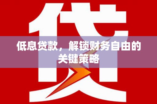 中牟低息贷款，解锁财务自由的关键策略