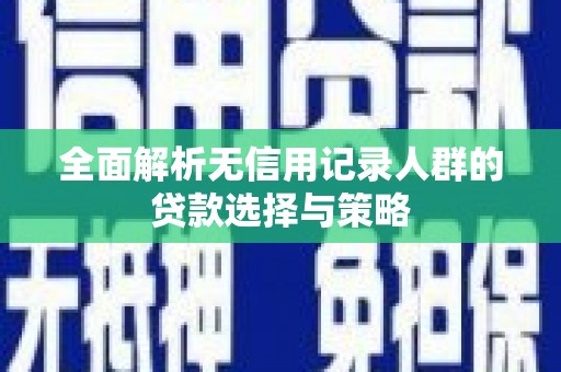 中牟全面解析无信用记录人群的贷款选择与策略